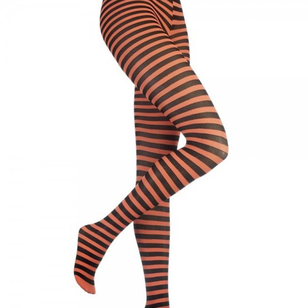 Ringer Tights Black Neon Orange striped