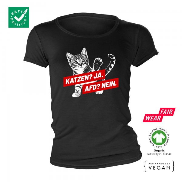Katzen? Ja. AFD? Nein. Bio Frauen Shirt schwarz