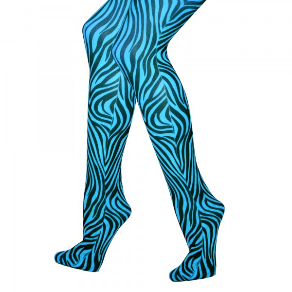 Strumpfhose Zebra Türkis