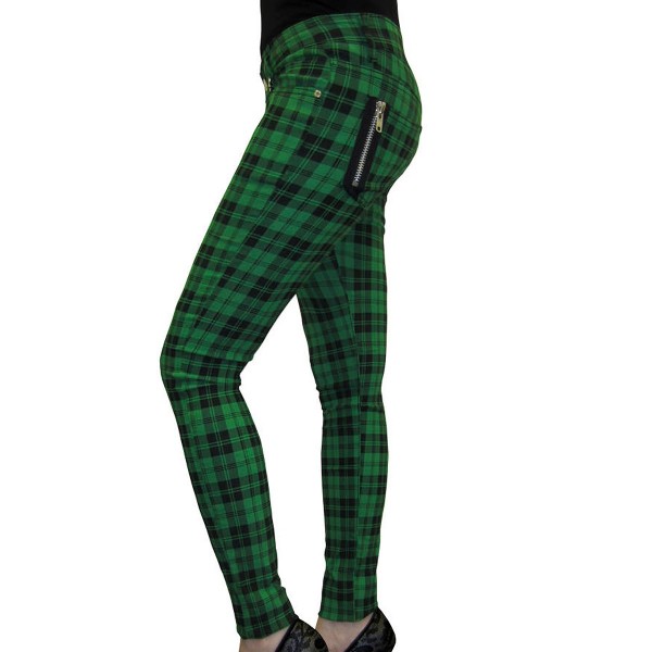 Banned Check Skinny Jeans green