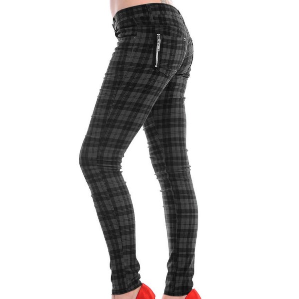 Banned Check Skinny Jeans grey