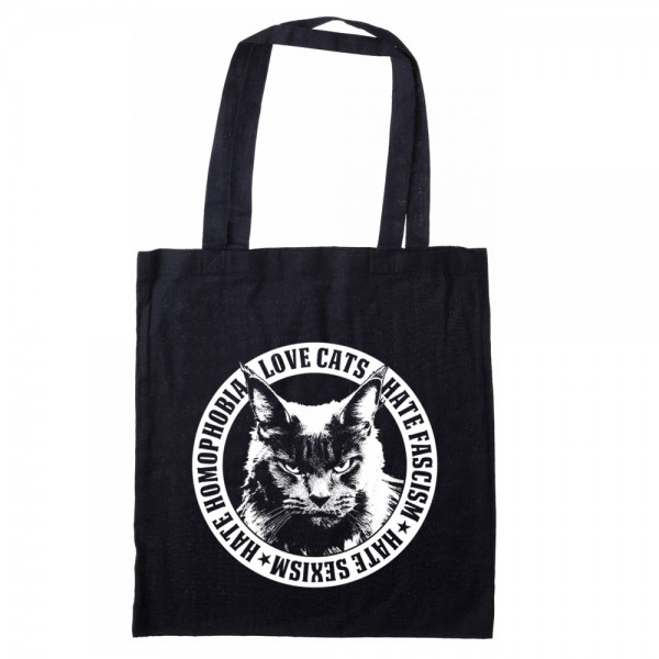 Stofftasche Love Cats - Hate Fascism 