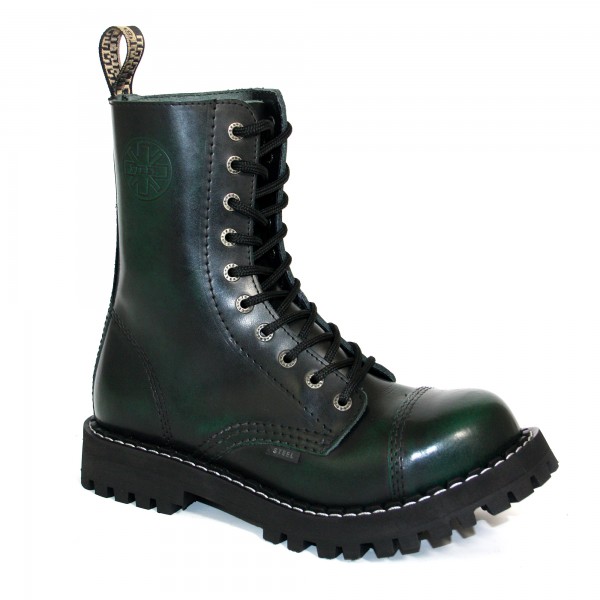 Steel Boots 10-loch green rub-off