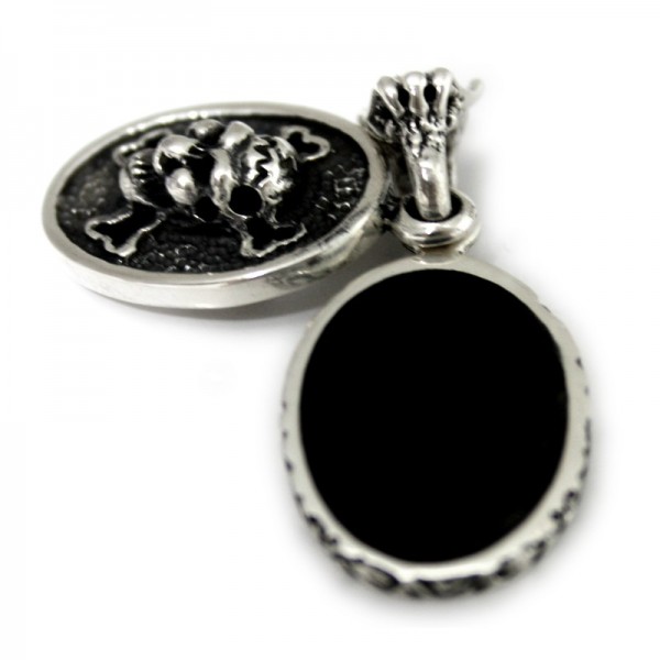 Silber Amulett Totenkopf + Onyx