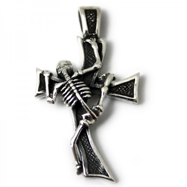Silber Anhänger Skelett Kreuz