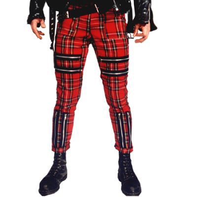 Classic Shark Red Tartan Punk Trousers Gr. L 34