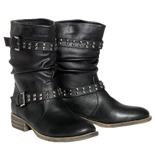 Bikerboots Studs Girls (Kunstleder, schwarz)