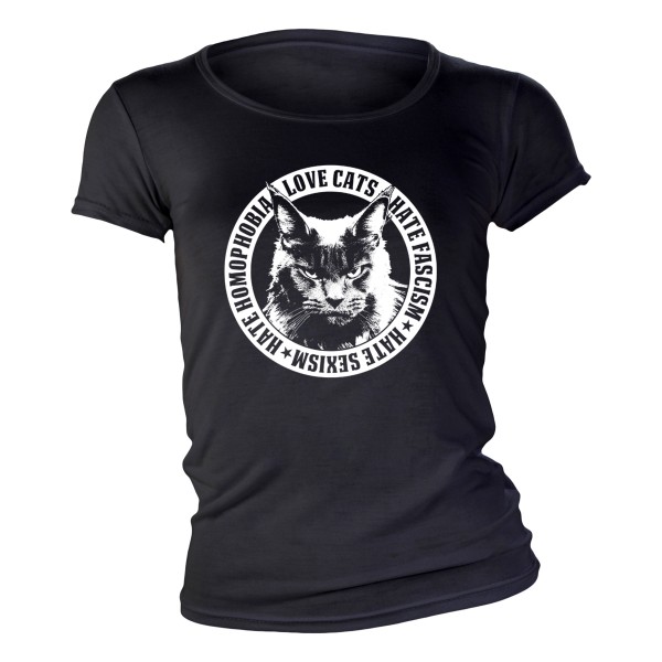 Love Cats - Hate Fascism Frauen Shirt